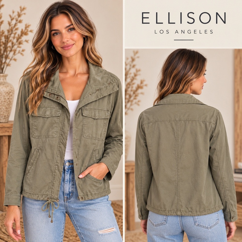 Ellison Los Angeles Olive Green Utility Field Jacket Small NWT